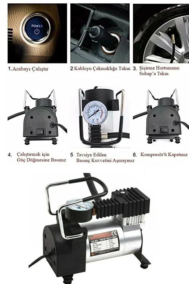 Profesyonel 150Psi Metal Oto Araç Hava Kompresörü 12v Oto Lastik Pompası Araba Bisiklet Profesyonel 150Psi Metal Oto Araç Hava Kompresörü 12v Oto Lastik Pompası Araba Bisiklet